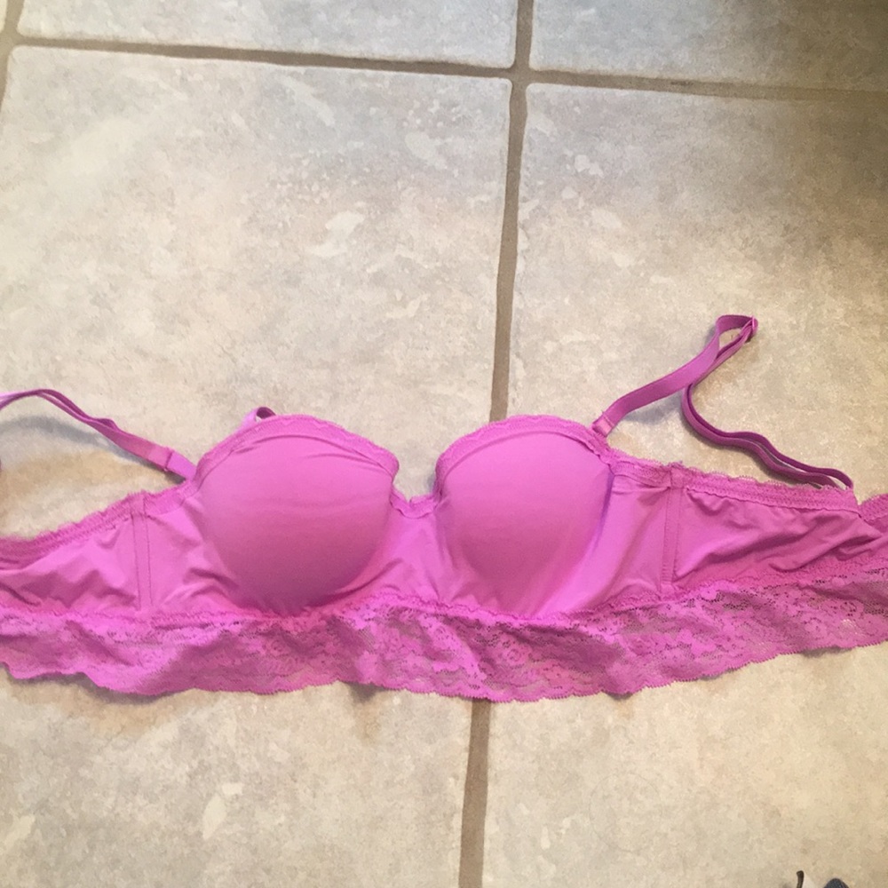 Pink lace bra